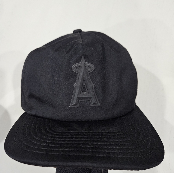 New Era Blacked Out Nylon Los Angeles Angels Baseball Hat. W /Adj Strap - Picture 1 of 6